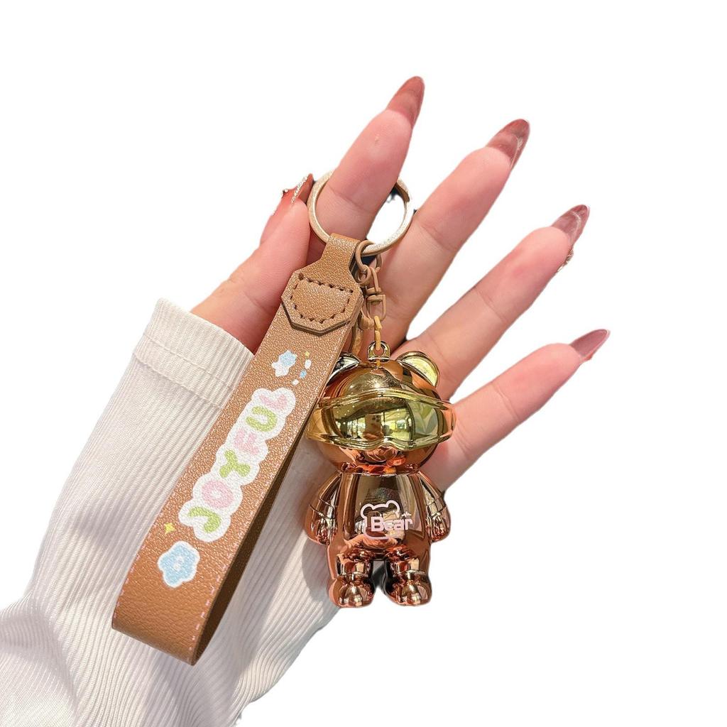 Creative Luminous Mechanical Bear Keychain - Colorful Night Light Pendant for Schoolbags