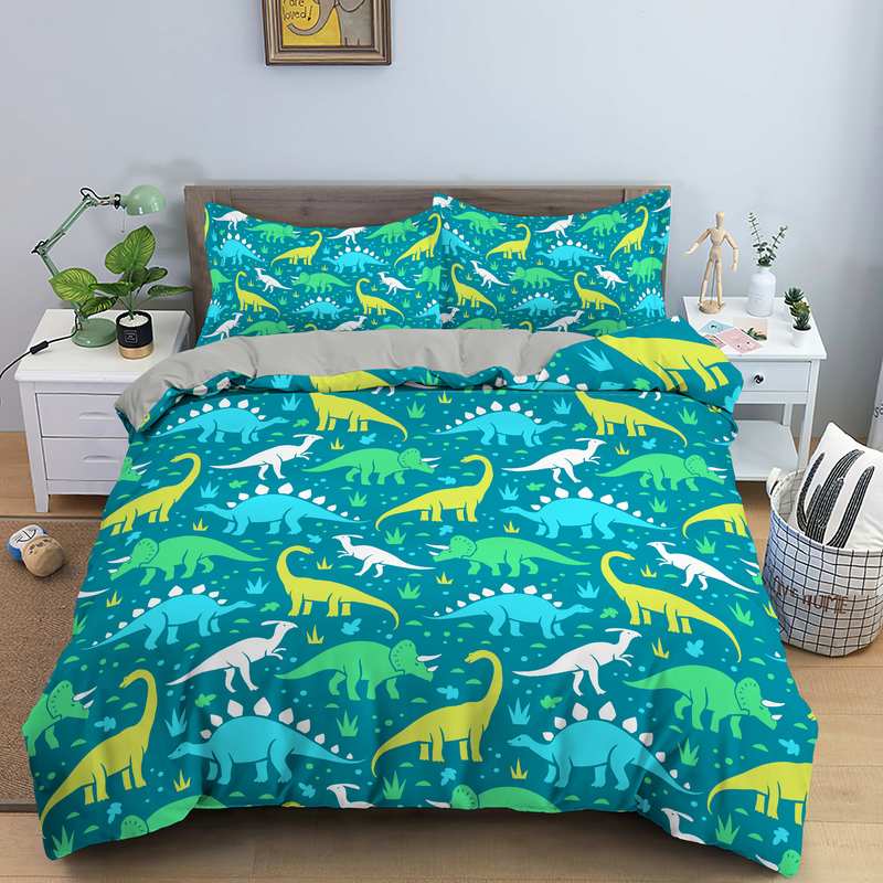 Comforter Cartoon Dinosaur Animal Bedding Set 3D Print Comforter For Kids Girl Boy Bedroom Double Single Size