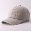 Pure Cotton Denim Washed Double Five-pointed Star Baseball Cap American Casual Hole Cap