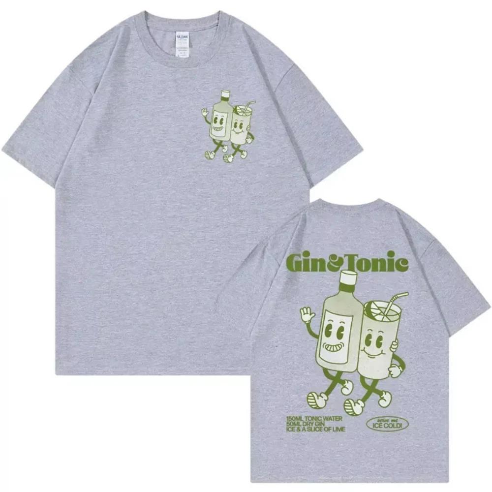 2026GIN AND TONIC Meme T Shirt Retro Cartoon Aesthetic T Shirts Men Women Summer Fashion Cotton Funny Cocktail Meme Graphic T-shirt