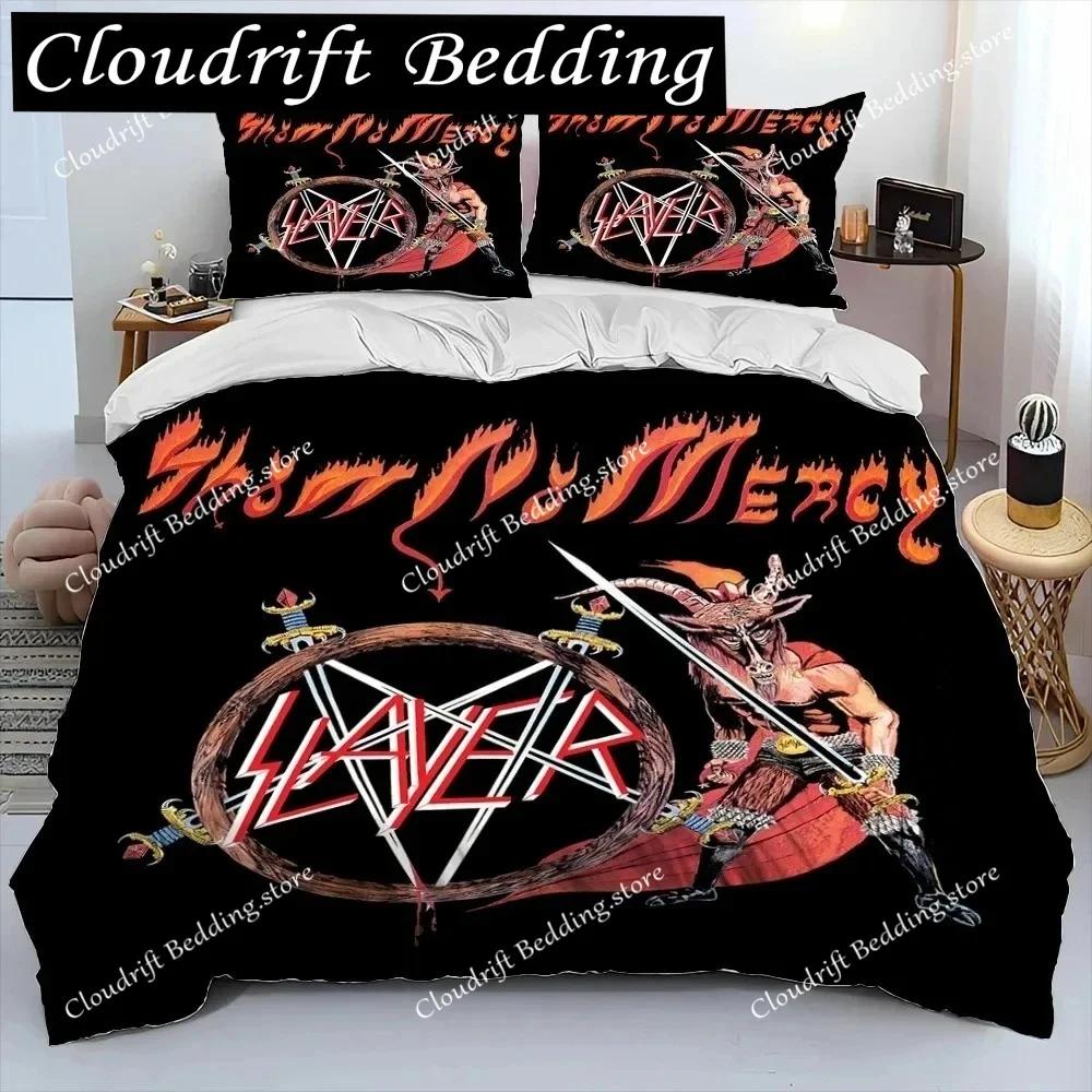 Slayer Heavy Metal Band Musik Bettdecke Bettwäsche-Set, Bettbezug Bett-Set Steppdeckenbezug Kissenbezug, King Queen Size Bettwäsche-Set Geschenk0
