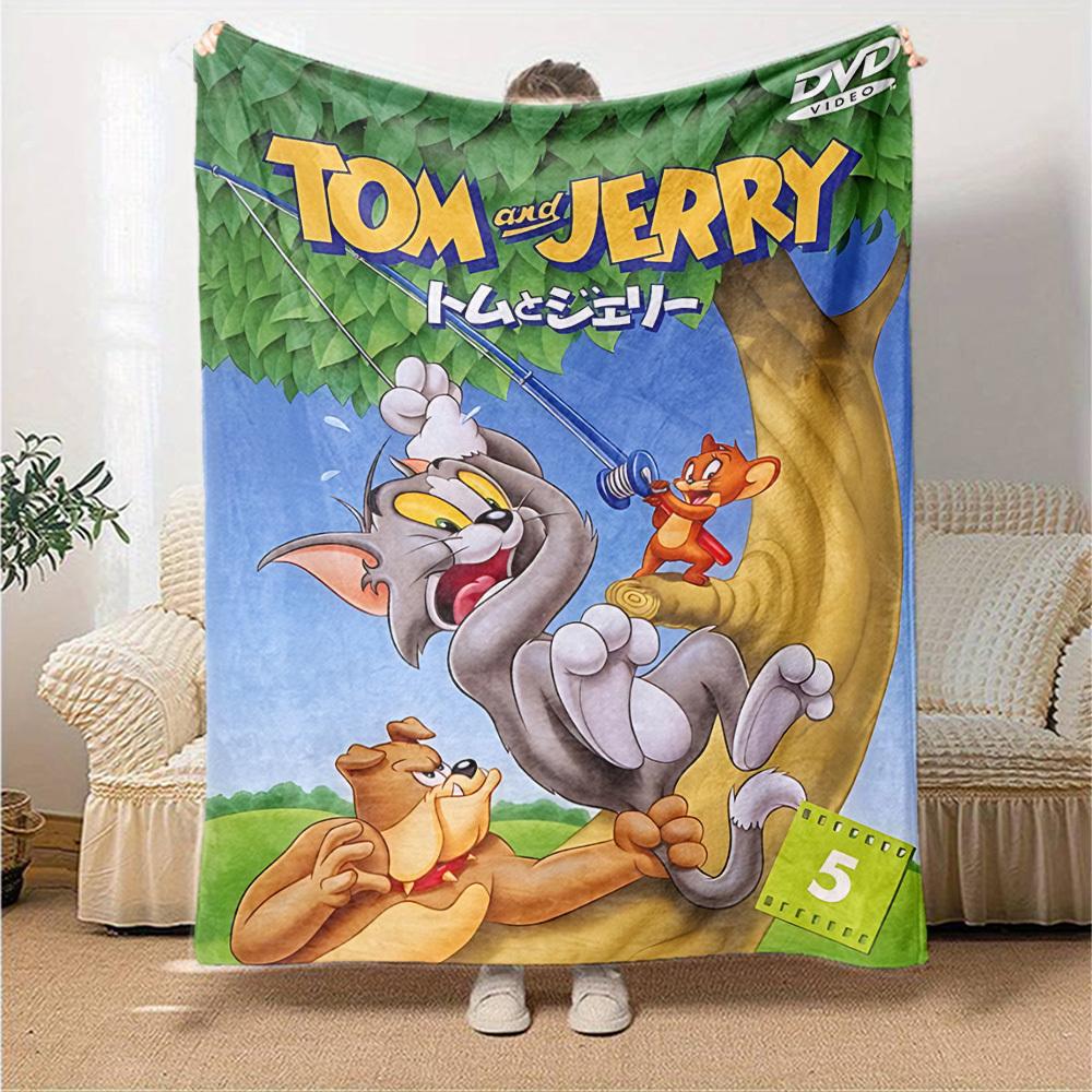 1pc Tom and Jerry Flannel Blanket Soft Warm Throw for Home, Office, Travel, All-Season Cozy Bedding GiftL1233