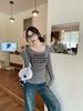 Women's Retro Slim Fit U-Neck Long Sleeve T-Shirt - Early Spring Base Layer