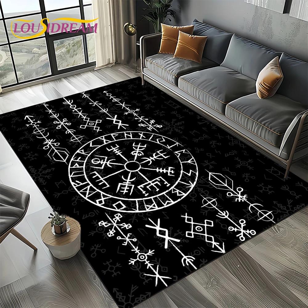 Odin Viking Symbol Valknut Nordic Valhalla Carpet Rug for Living Room Bedroom Home Sofa Decoration,Area Rug Non-slip Floor Mat