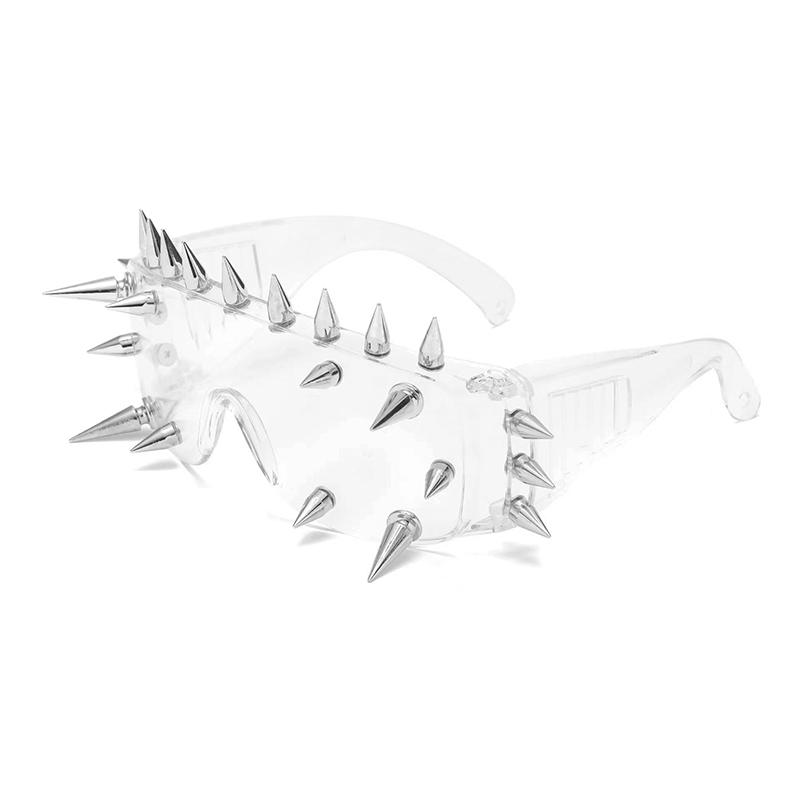 1Pieces Novelty Punk Glasses Rock Large Shield Spike Fashion Weird Club Sunglasses Mountaineering Glasses