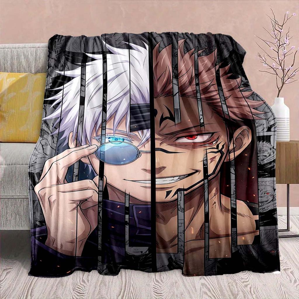 Jujutsu Kaisen Anime Flannel Blanket - Soft Warm Perfect for Sofa, Bedding Camping Travel Office Home Decor -QJY