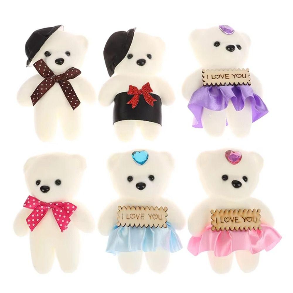 10pcs/set Plush Animal Mini Bear Flower Bouquet Foam Bear Cartoon Bouquet Doll  Girl Birthday Gift
