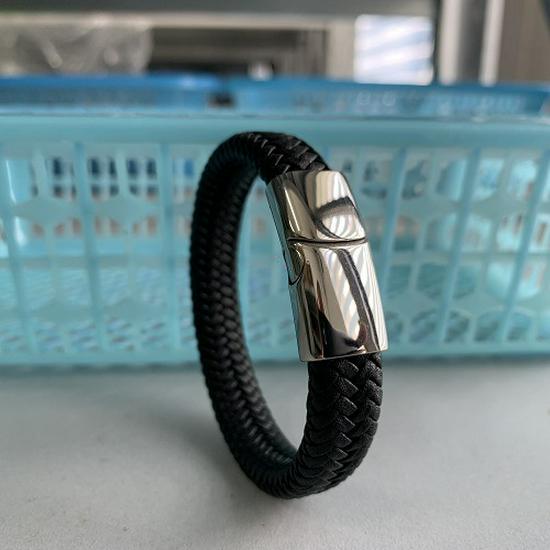 WISH Popular Men's Titanium Steel Leather Fashion Bracelet Accessories