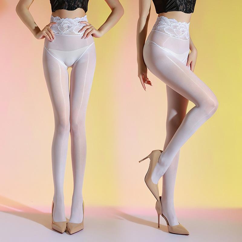 Spitze Hohe Taille Nahtlose Strumpfhose Mode Druck Strumpfhose Dünn Öl Glänzend Glänzend Strumpf Frau Formende Lingerie Strumpfhose