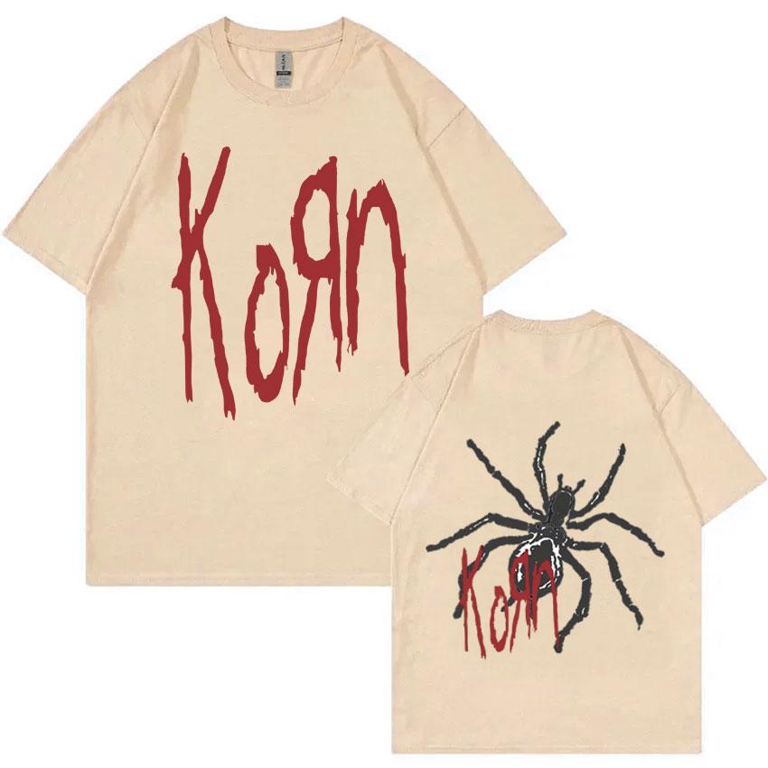 Rock Band Korn Print T Shirts Spider Graphic Tshirt Men Vintage Oversized T-shirt Unisex Alternative Nu Metal Music Short Sleeve