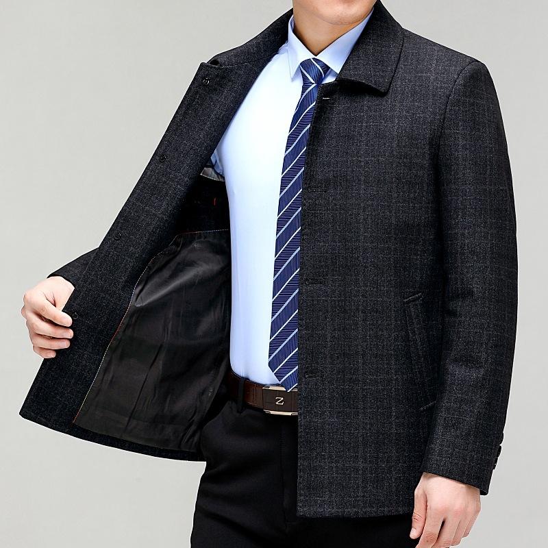 

Пальто шерстяное пальто мужское пальто с лацканами для руководителей и кадров среднего и пожилого возраста папы шерстяной топ на пуговицах 195