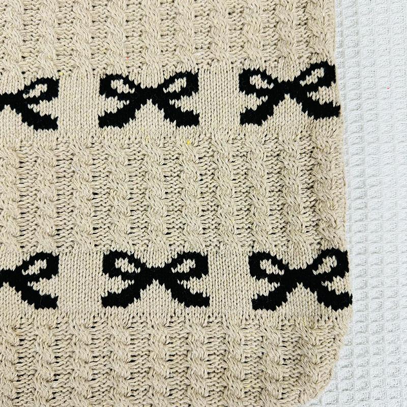 Yogodlns Women's Bow Shoulder Bag Aesthetics Crochet Handbag Purses Knitted Shopping Bag Summer Beach Bag Ladies Woven Tote Bags