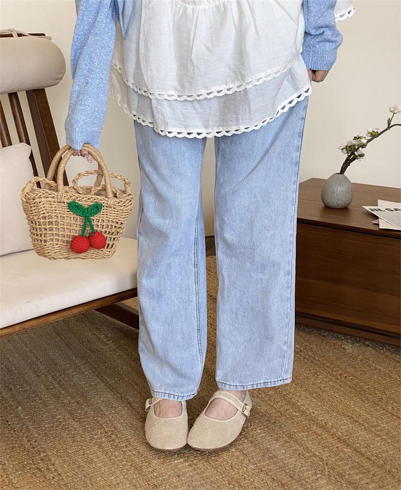 The first layer of cowhide small single shoes for women's autumn new one-word buckle with shallow mouth round head flat bottom versatile