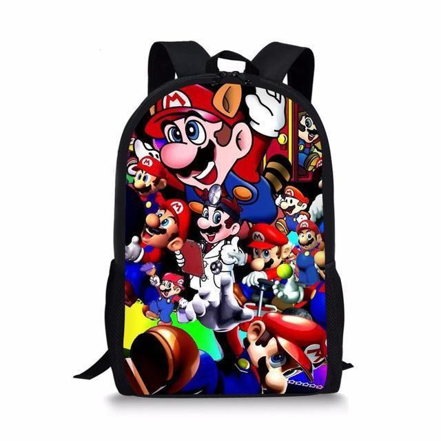 Double Super Mario Shoulder School Bag With Durable Material Pattern Playful