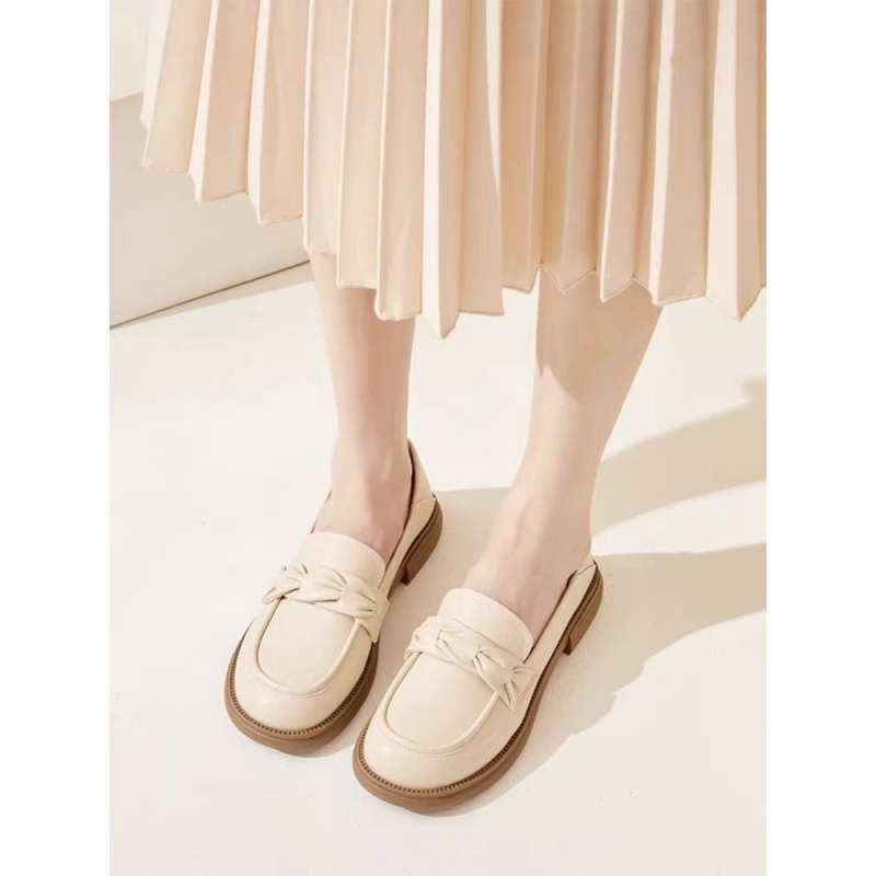 British Small Leather Shoes Women's 2025 Spring and Summer New Soft Leather Single Shoes Low Heel Versatile One Pedal Casual Loafers Women