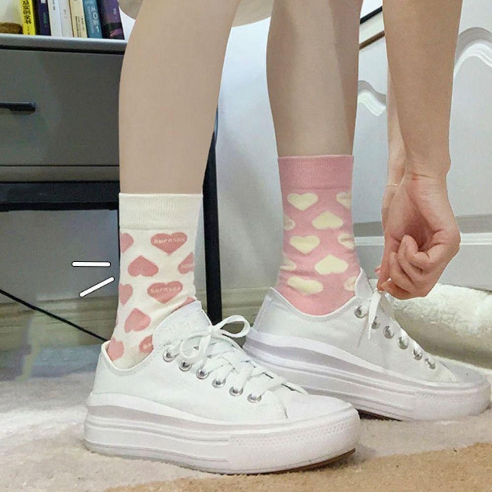 Valentine's Day Love Mid-Tube Socks Sweet Women Socks Casual Love Heart Socks  Gift