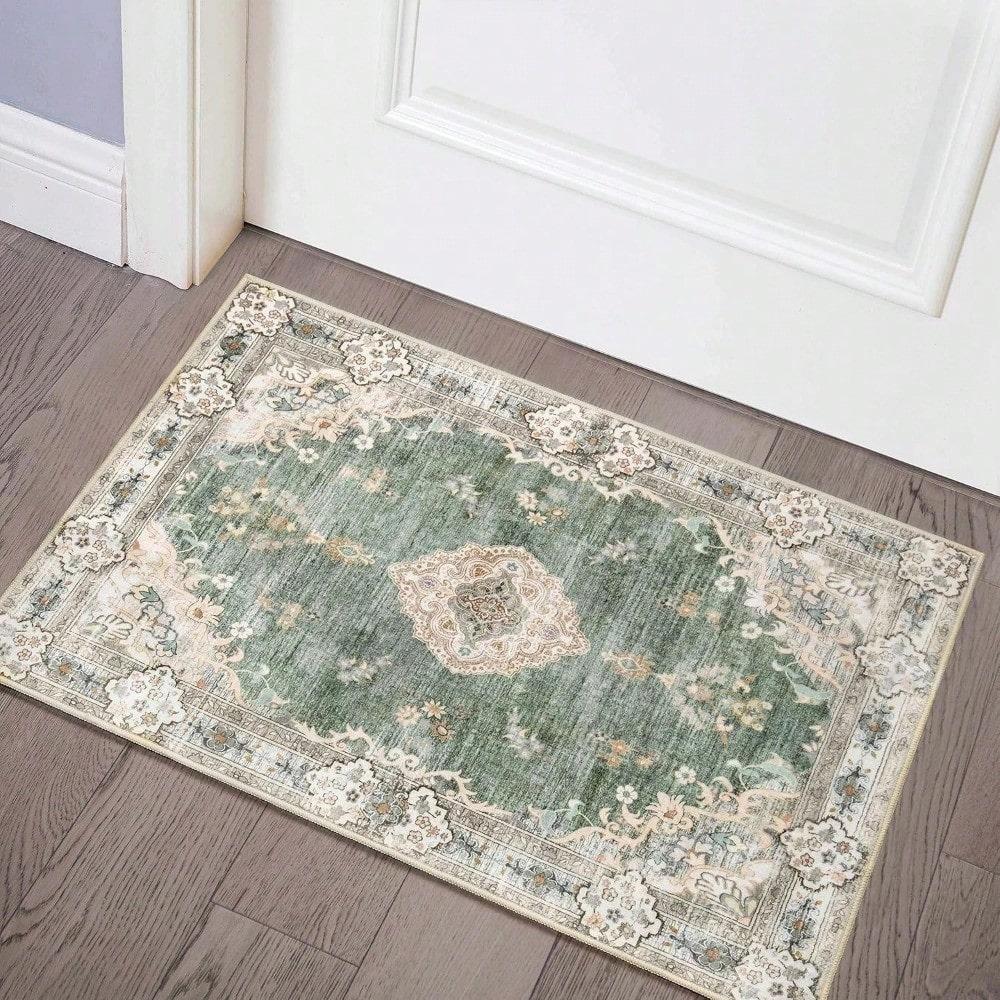 Small Washable Rugs Carpet Mat Non Slip Boho Vintage Distressed Farmhouse Home Decoration For Entryway Kitchen Bathroom Bedroom