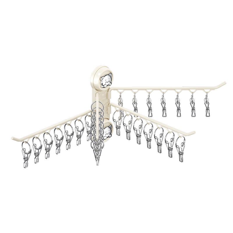 Rotating Multi-Clip Clothes Hanger for Socks & Underwear - No-Punching Design
