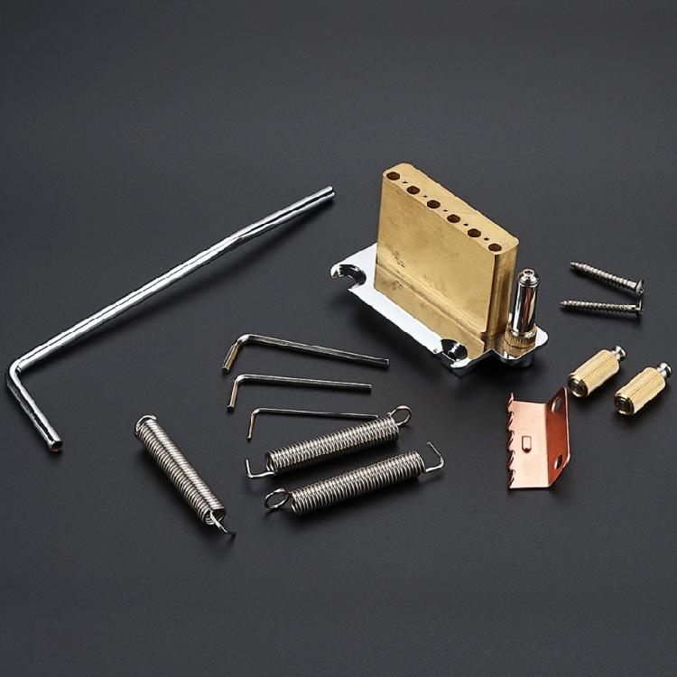 2 Point Guitar Tremolo Bridge with Tremolo System Saddles and Full Size Brass Block 2-Point Electric Guitar Bridge
