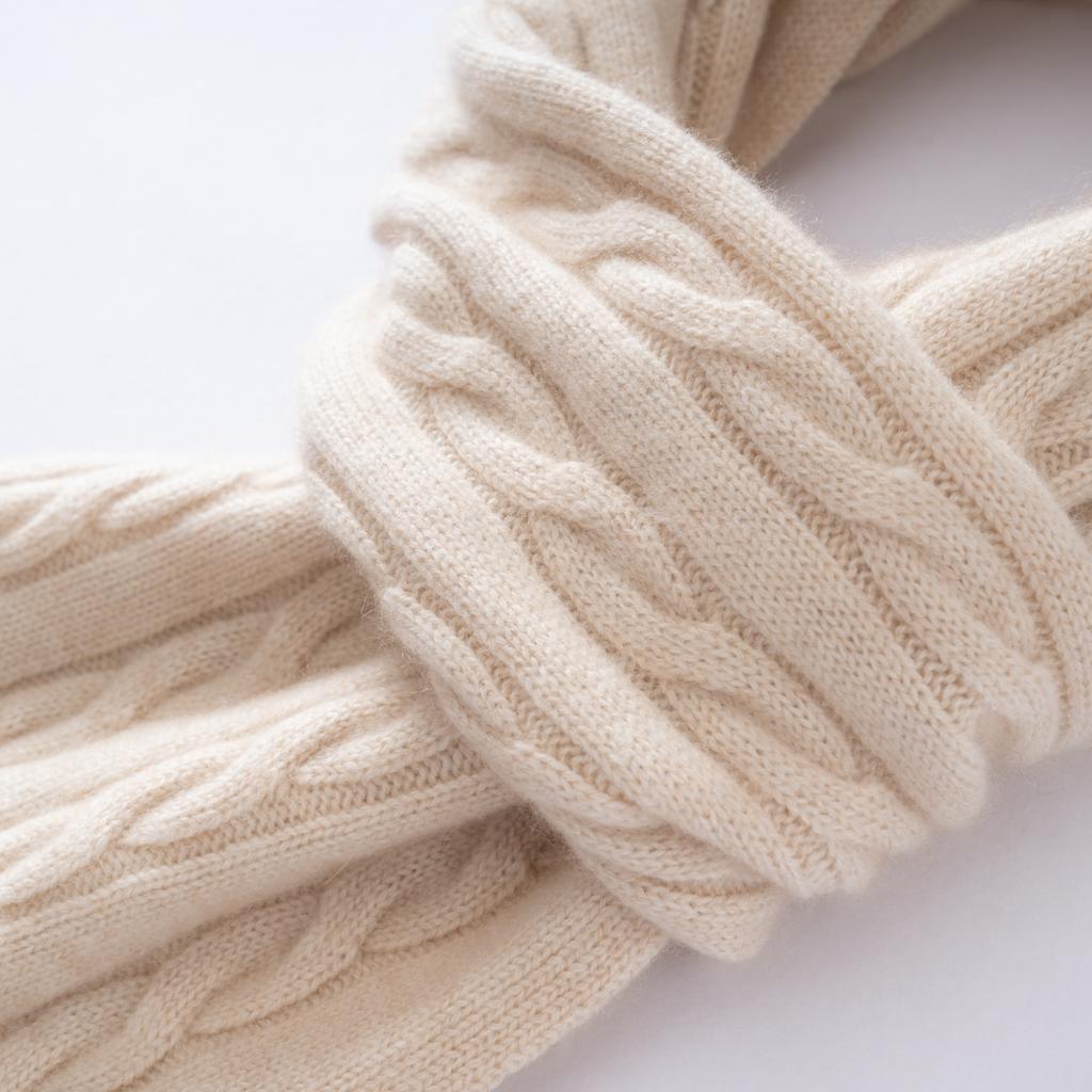 Women's 100% Cashmere Cable Knit Scarf Solid Color Windproof Neck & Face Protection Soft Scarf Outdoor Skateboarding And Hiking