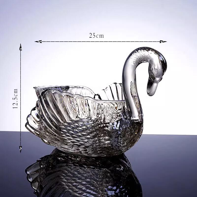 Хрустальная фруктовница  Лебедь