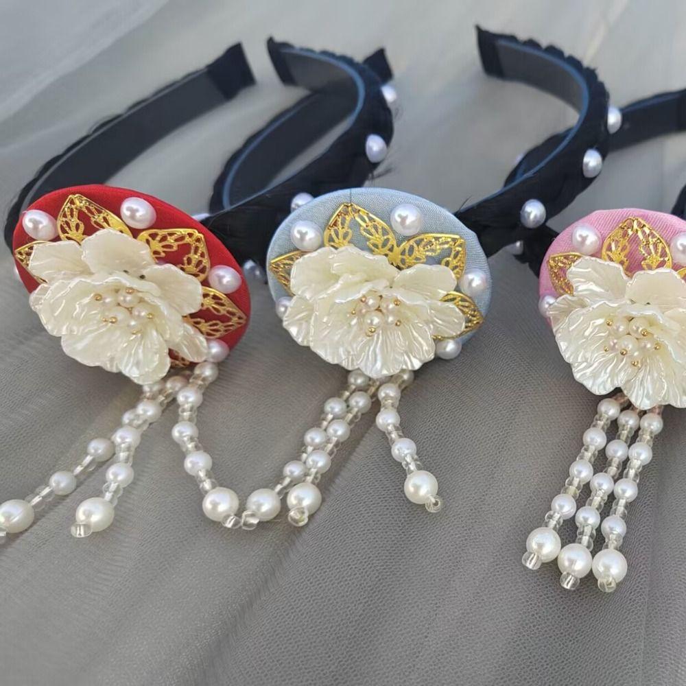 Pearl Korean Headband Flower Stage Dance Hair Hoop Retro Hanbok Hairband Wedding
