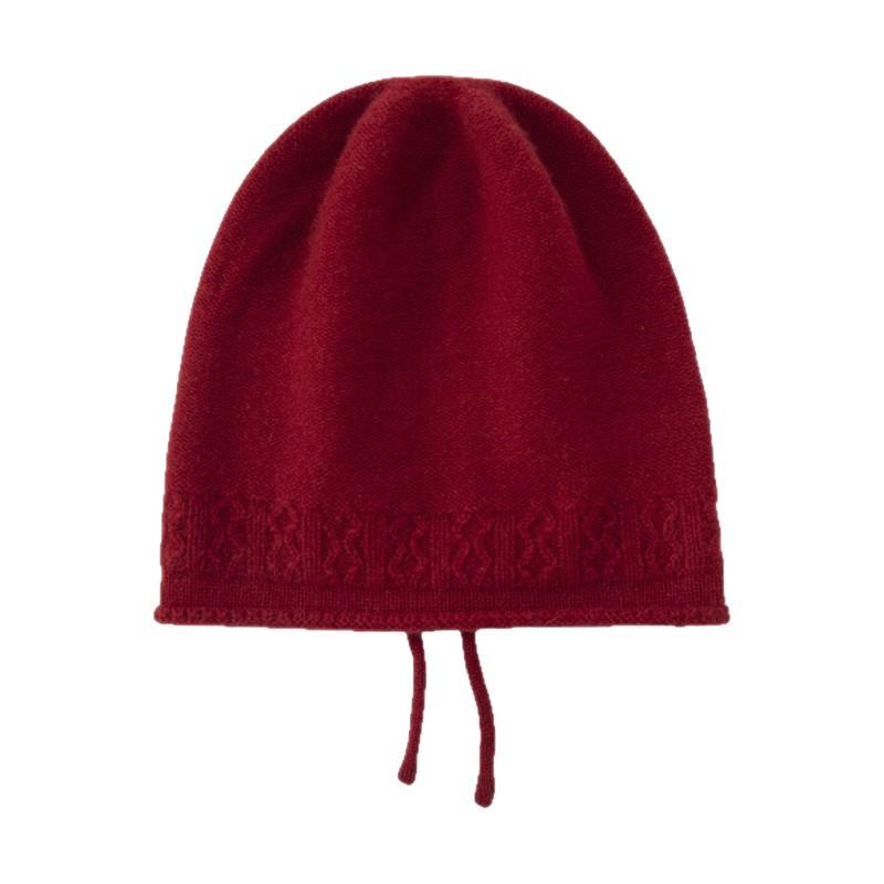 Cashmere autumn and winter new warm knitted drawstring stacking hat ear protector wool bag head cold hat
