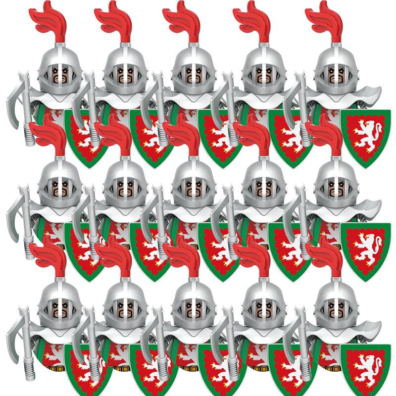 Medieval Ancient Military Figures Dragon Country's Soldier Green Dragon Knight Small Particles Building Block Model Children Toy