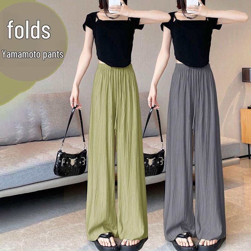 

Ice Silk High-Waist Drape Wide-Leg Ladies Pants - Yamamoto Collection XL хаки