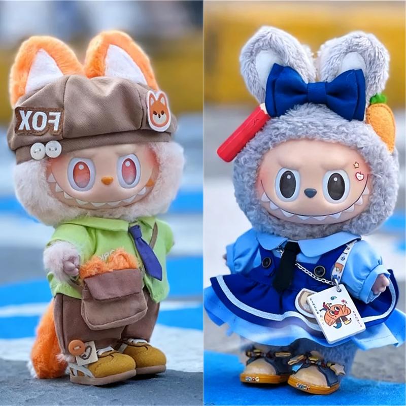 15 17Cm For Labubu Doll Nick Wilde Judy Hopps Police Officer Animal Cosplay Clothes Cartoon Zootopia Outfit Clothing