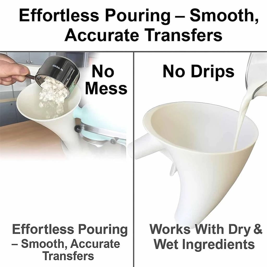 Flour Funnel Mixer 5 Qt, - Attachment For Tilt-Head Stand Mixer 4.5 & 5 (150), Dishwasher Safe No-Mess Baking Tool, Easy Pour