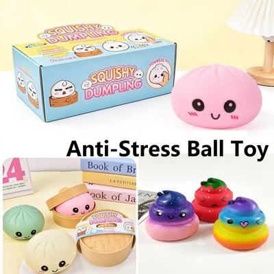 Funny Dumpling Squishes Squishy Steamed Bun Anti-Stress Ball Toy Stress Anxiety Relief Cute Steamed Bun Ball Home Desktop Gifts
