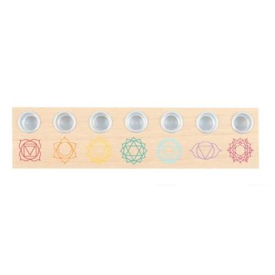 Energy Seven Chakra Wood Candle Holder