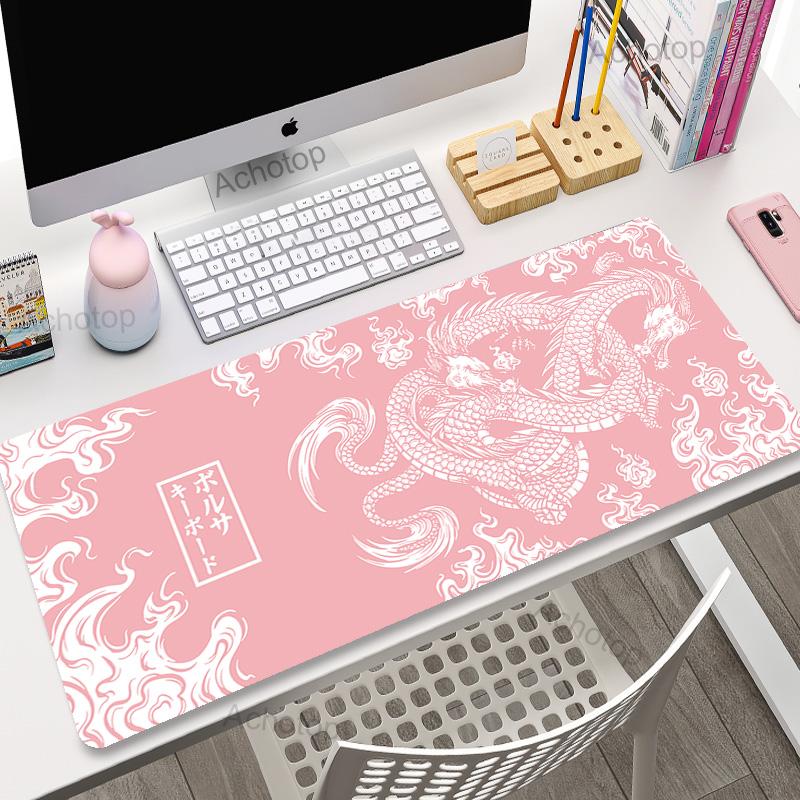 Large Mouse Pad Gaming Mousepad xcm Mouse Mat Chinese Dragon Art Gamer Mousepads PC Desk Pads Pink White Keyboard Mats XXL