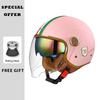 Men Women Motorcycle Helmet Biker 3/4 Open Face Helmet Retro Electric Bike Scooter ABS Shell Moto Jet Helmet DOT Approved