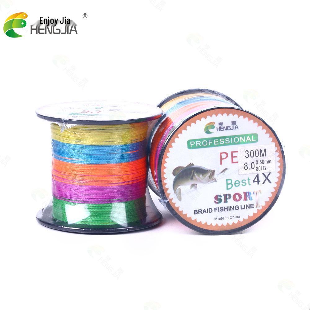 HENGJIA PE Braided Fishing Line, 4-Strand, 300M, 5-Color, 10m/Color Intervals