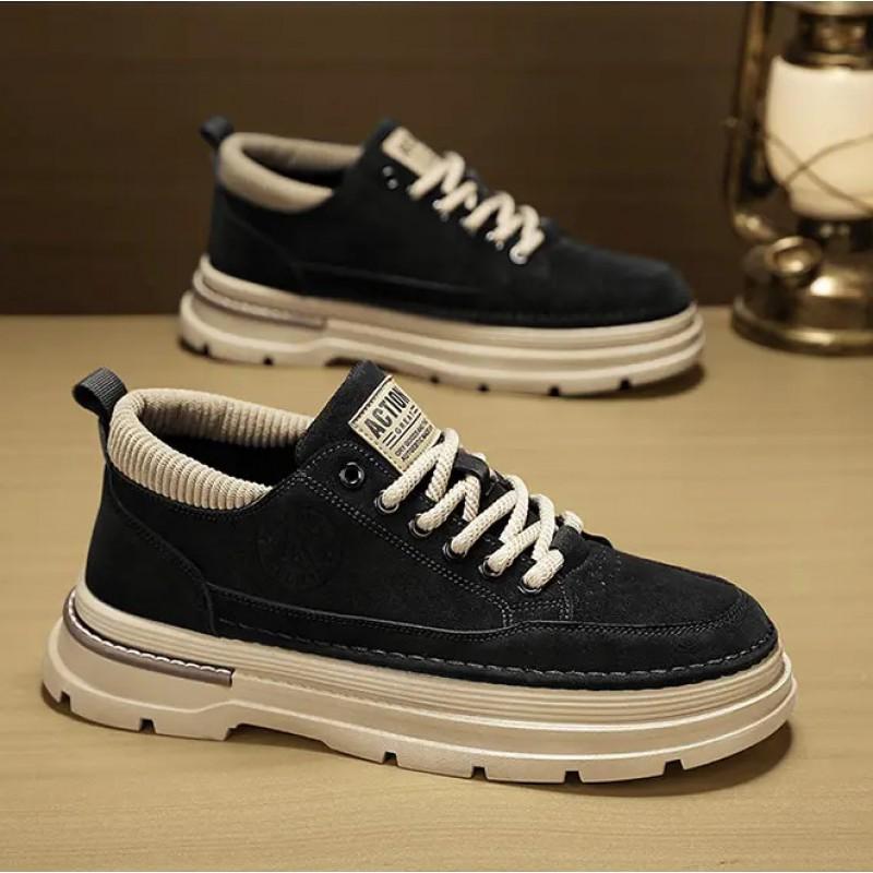 Men's Trendy Brand Versatile Casual Workwear Shoes Sports Low Top Leather Surface Waterproof Anti Slip Wear-resistant Martin