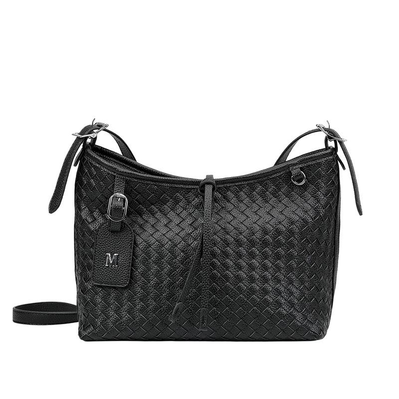 Damen Grün Gewebte PU-Leder Umhängetasche, Lässige Schulterhandtasche mit Verstellbarem Riemen, Modische Tägliche Tasche für Damen, Leichte Messenger Bag