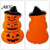 Candy Jar with Secure Lid Halloween Pumpkin Tin Box, Stacked Shaped Metal Treat Container Storage Lid, Orange Tinplate Case for Trick or Party Favors