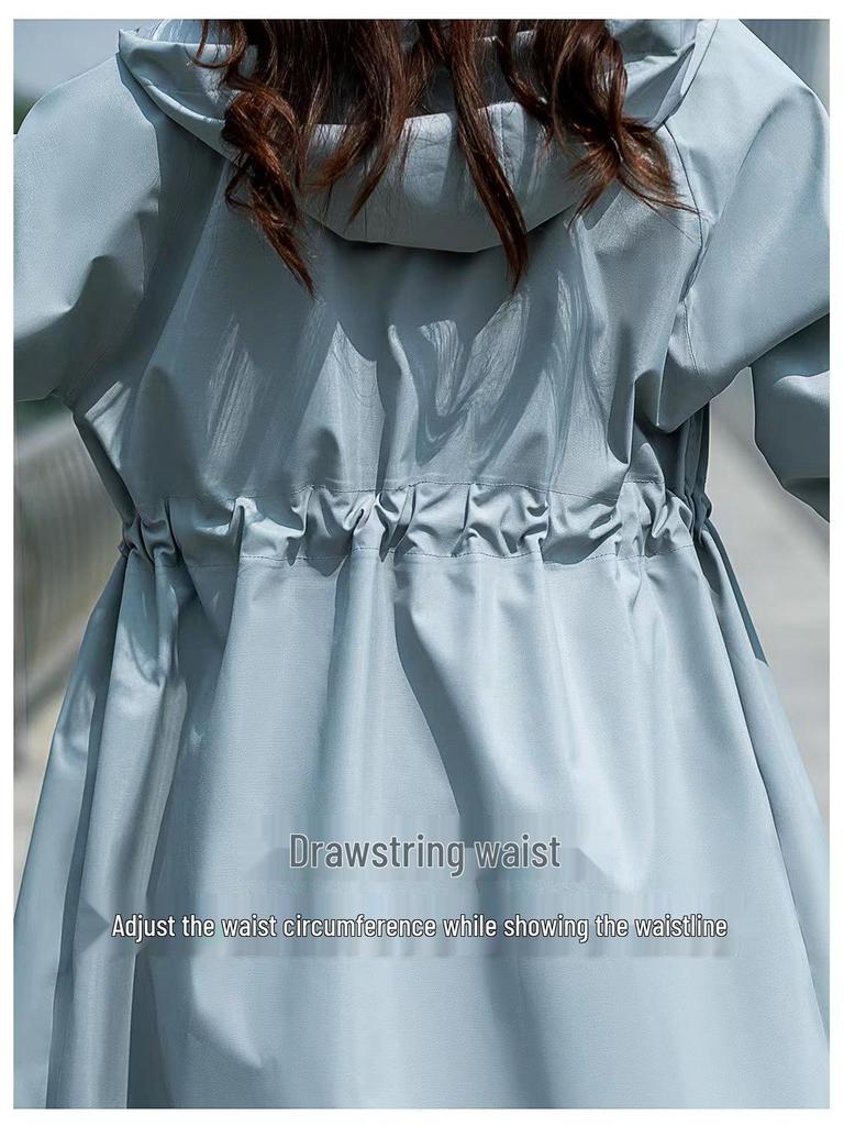 Dámský voděodolný větrovka pláštěnka v korejském stylu střední délky obepínající pas pro elektrická vozidla