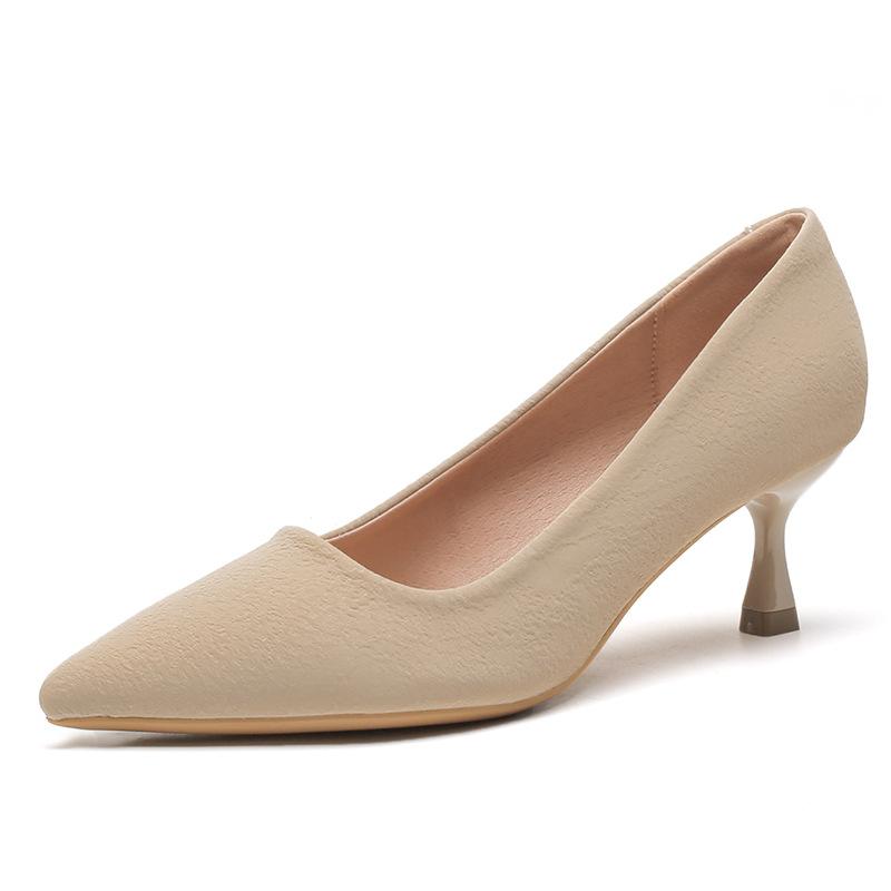 Pointed high heels women's spring and summer new French simple versatile temperament gentle work nude stiletto shoes
