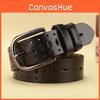 Waist Leather Fashionable Belt Hollow Pattern Metal Pin Closure Outfits Casual