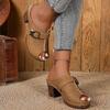 Large-Size Chunky Heel Sandals – Summer New Butterfly Decoration Height-Increasing Peep-Toe One-Band Slide Sandals for Women