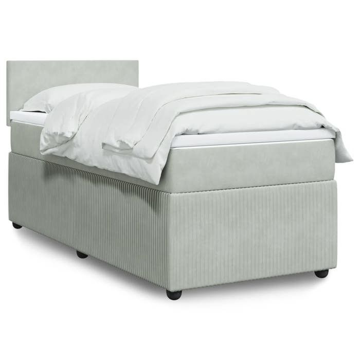 VidaXL Sommier à lattes de lit et matelas Gris clair 100x200cm Velours 3289956
