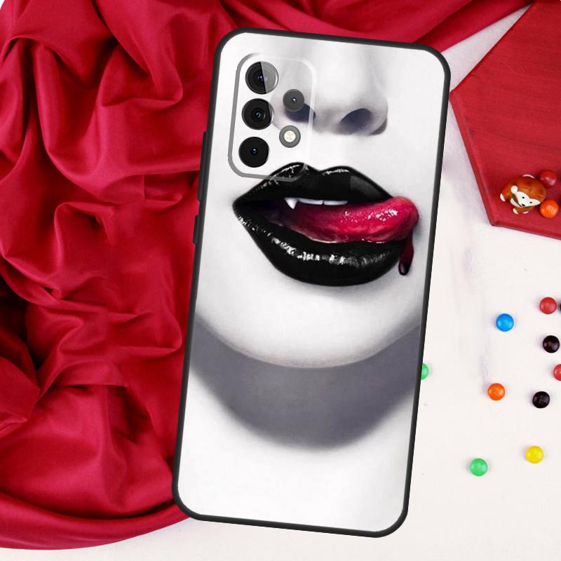 Sexy Vampire Lips For Samsung Galaxy A56 A36 A26 A16 A05 A06 A22 A32 A52 A54 A34 A14 A55 A15 A53 A33 A35 Case