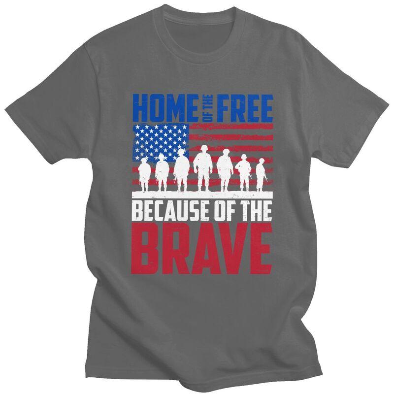 Custom Home Of The Free Because Of The Brave T Shirt Men Short Sleeves 100 Cotton Tshirt Leisure Veteran Patriotic Tees