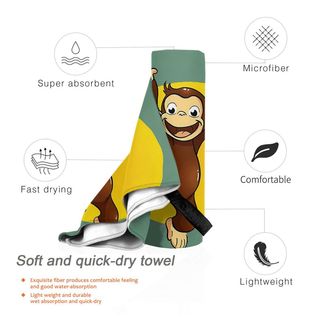 Curious George Monkey Happynes Beach Towel Soft Microfiber Quick Dry Absorbent Quick Towels For Bath