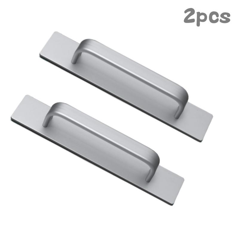 

2Pcs Self-Stick Instant Cabinet Drawer Handles,Aluminum Alloy Push-pull Door Handle No Drilling for Door&Window Kitchen Closet 40mm x 200mm серый
