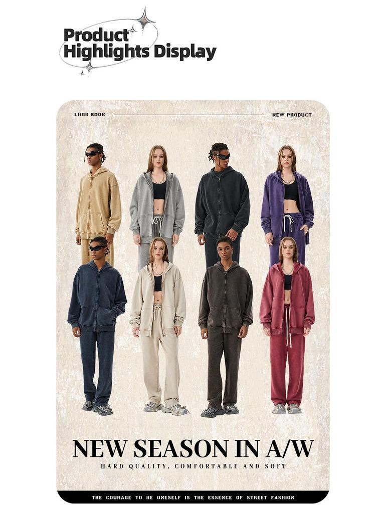 TILANI Unisex Water Batik Heavy Terry Zip Hoodie - Casual Sweatshirt Jacket