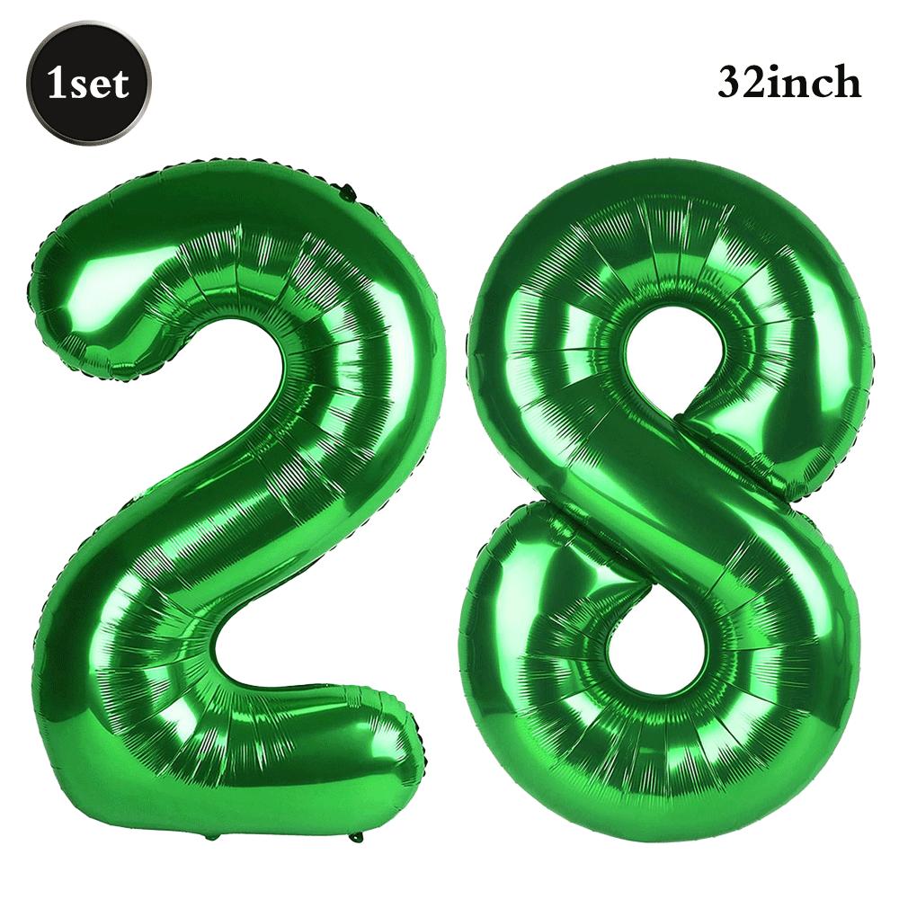 32 Inch Green Number Foil Balloons 0-9 Jungle Safari Theme Soccer Party Decor Kid Boy 1st Birthday Dinosaur Baby Shower Supplies